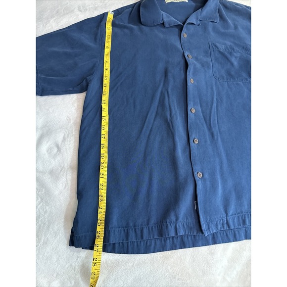 Tommy Bahama Blue Shirt Mens XL 100% Silk Short Sleeve Button-Up - Picture 8 of 15